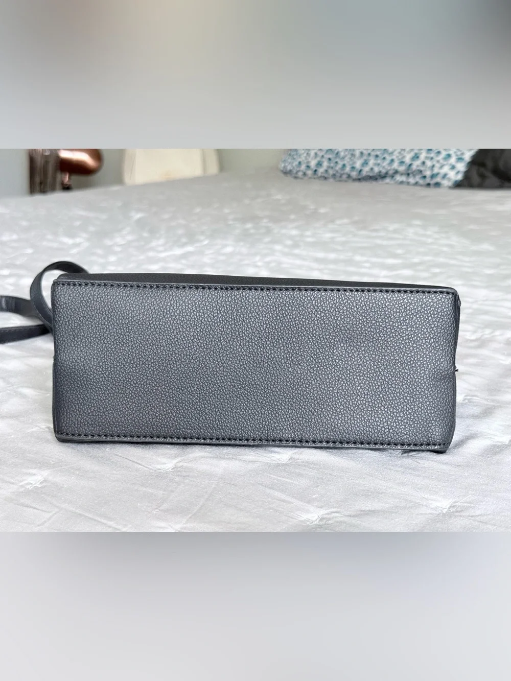 London Fog Black and Gold Pebble-Textured Dome Black Crossbody